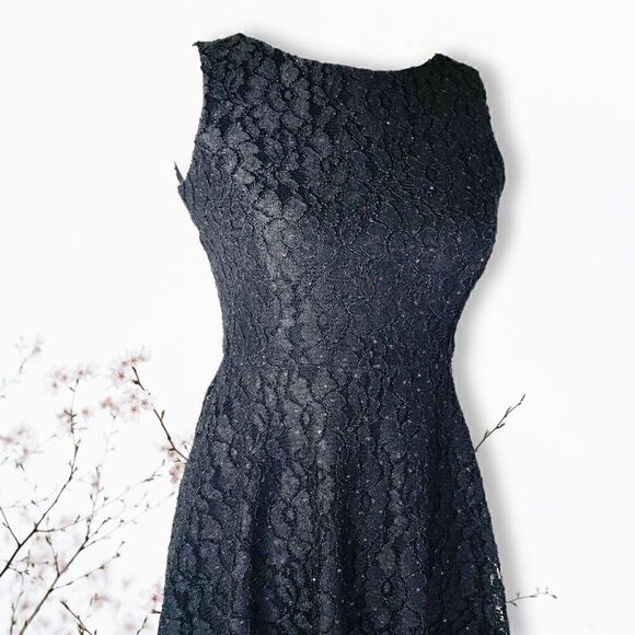 Speechless Black Sparkly Fit & Flare Lace Prom Cocktail Mini Dress Sz 3 - Picture 5 of 9